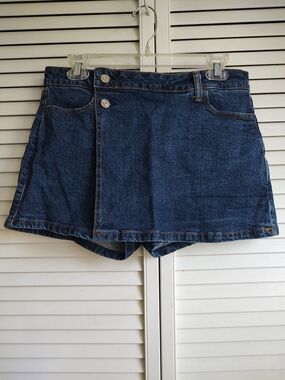 Celebrity Pink Dark Blue Denim Wrap Skort